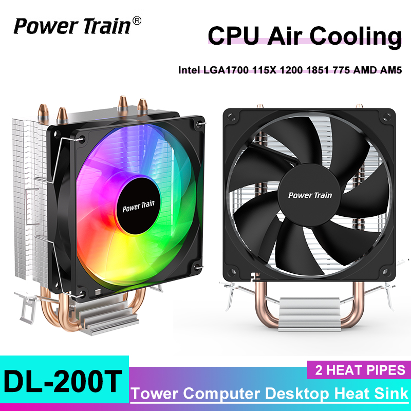 Power Train DL-200T V2 Heat Sink CPU Fan Two Copper Tube Colorful Desktop Computer Tower Air Cooling LGA1700 115X 1200 1851 AMD AM5 Giá 188,248 Đồng*Miễn phí vận chuyển