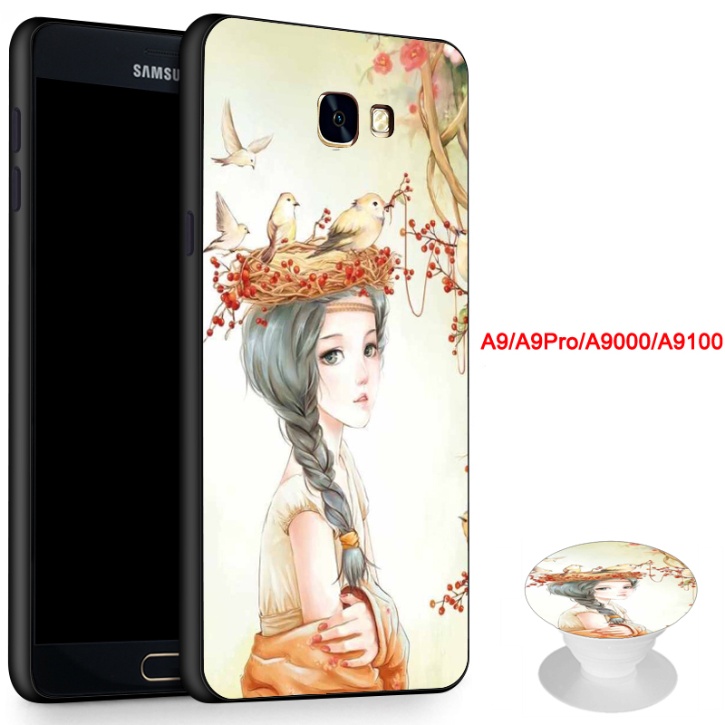 Ốp lưng điện thoại samsung galaxy a9 2016/a9 pro 2016/a9000/a9100, bằng gel silica, có vòng và dây