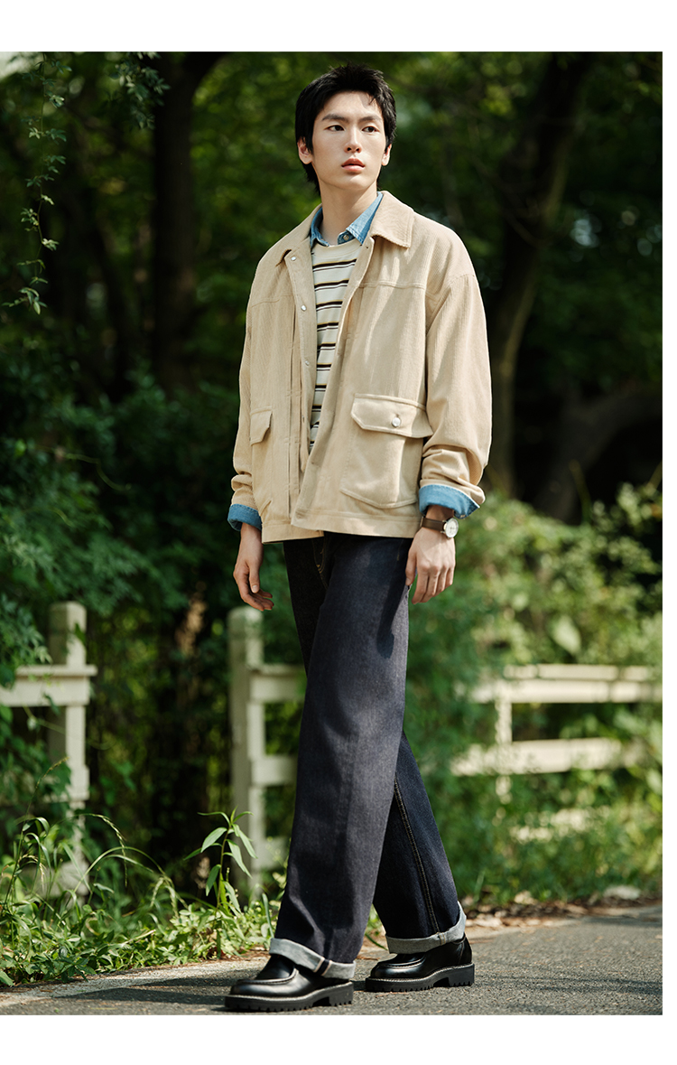 Semir Men'S Jacket For Autumn 2024 Made Textured Vintage Corduroy Fabric Featuring Stylish Versatile Work Clothes-Inspired Top Perfect For Fashionable Look · v4