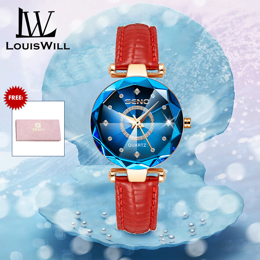 LouisWill jam tangan perempuan Ladies Quartz Watch Waterproof Watch Multi-angular Diamond Steel Belt Watch Luxury Design Blue Wrist Watch High Strengthen Glass Exquisite Diamond Dial Casual Quartz Watch Elegant Gifts watches for women ladies watches