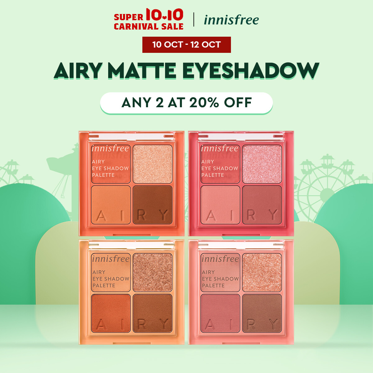 Gambar [10.10 CARNIVAL SALES 10 12 OCT] innisfree Airy Matte Eye Shadow Palette (#3 Orange Beige)