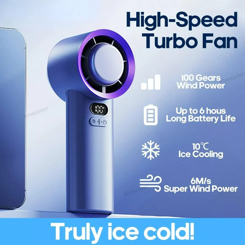 Mini Portable Handheld Turbo Fan 100 Wind Speeds Adjustable Battery Fans ราคา 1,672 บาท*ส่งฟรี