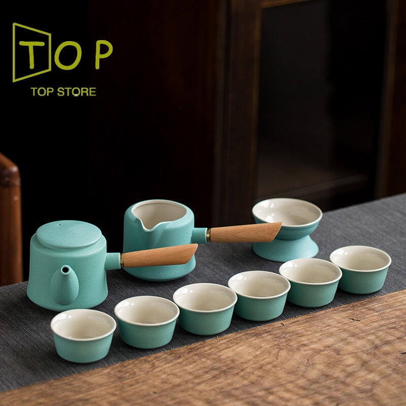 Gambar [Quality guaranteed, in stock] Stoneware Kung Fu tea set, small set, simple household ceramic teapot ??