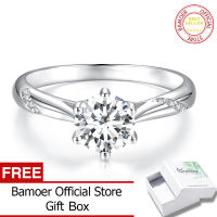 BAMOER 925 Sterling Silver Shining 1ct Moissanite Ring For Women Engagement Rings Fine Jewelry MSR003