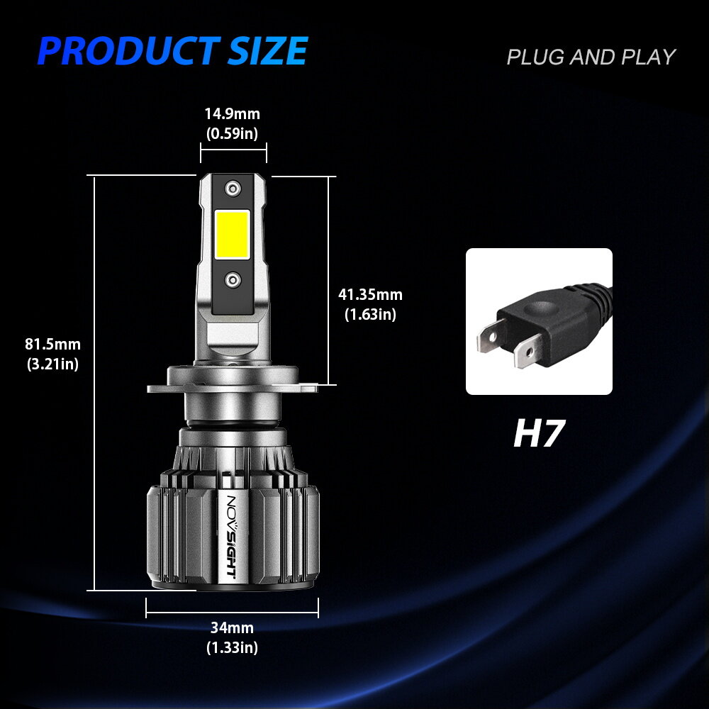 2 bóng Đèn pha ô tô LED Novsight N74 9005(HB3) 9006(HB4) 9012 H4 H7 H11 Đèn LED ô tô chùm sáng cao/Đ