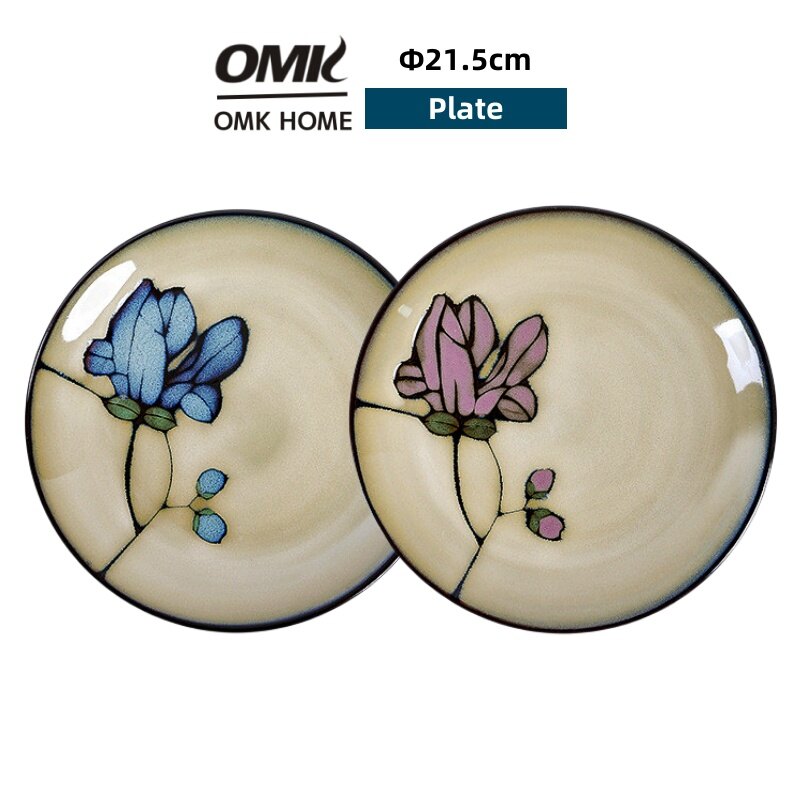 Omk gốm phong cách Nhật Bản Bộ đĩa ăn tối 8.5 inch