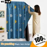 Rèm tự dính tối hoàn toàn cách nhiệt rèm che nắng có băng ma thuật cho ban công phòng ngủ ký túc xá