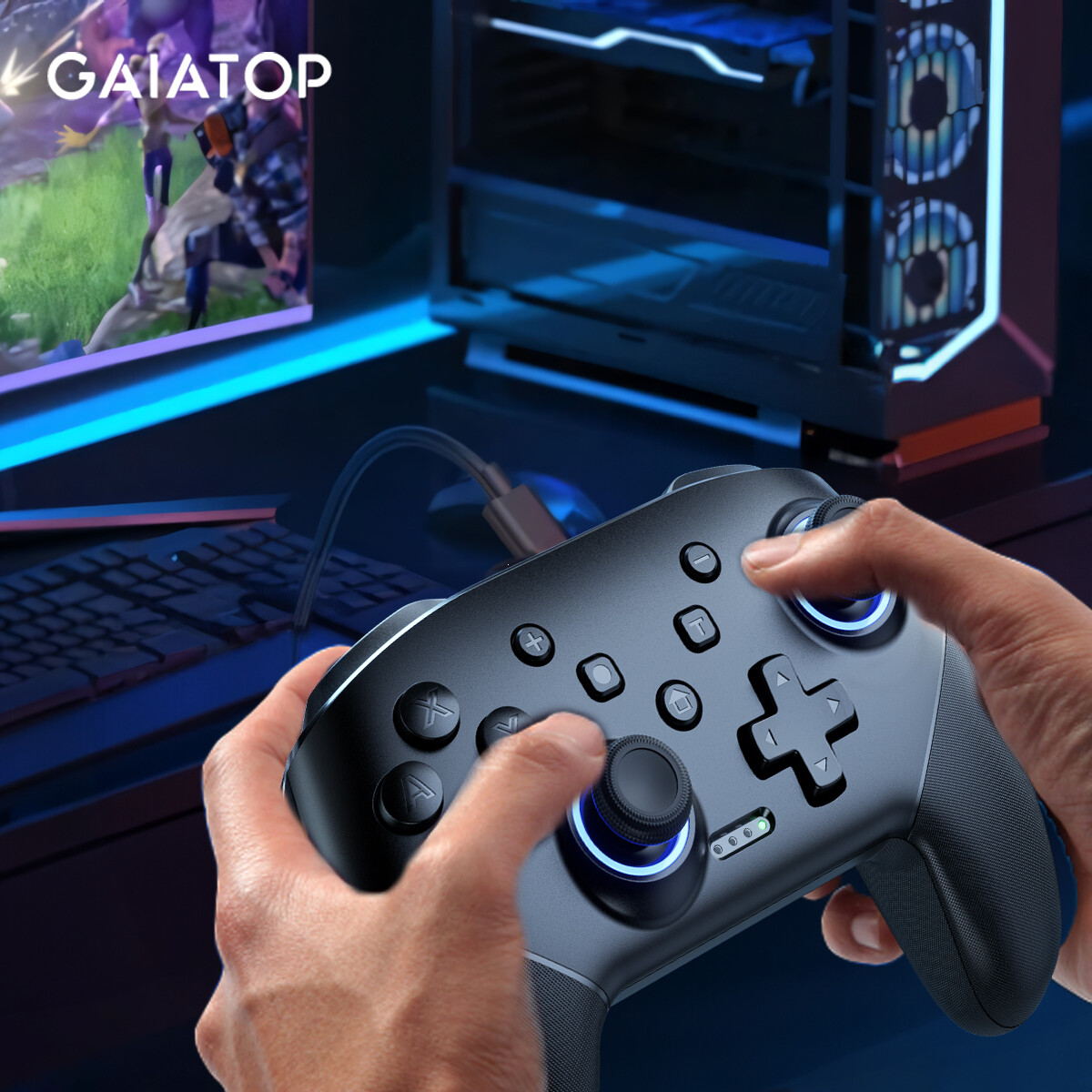 Wireless Switch Controller 1000mAh Compatible with Switch/Lite/OLED/PC/Windows/iOS/Android, RGB Lightning Switch Pro Controller with Programmable/Wake-up/Turbo Vibration ราคา 575 บาท*ส่งฟรี