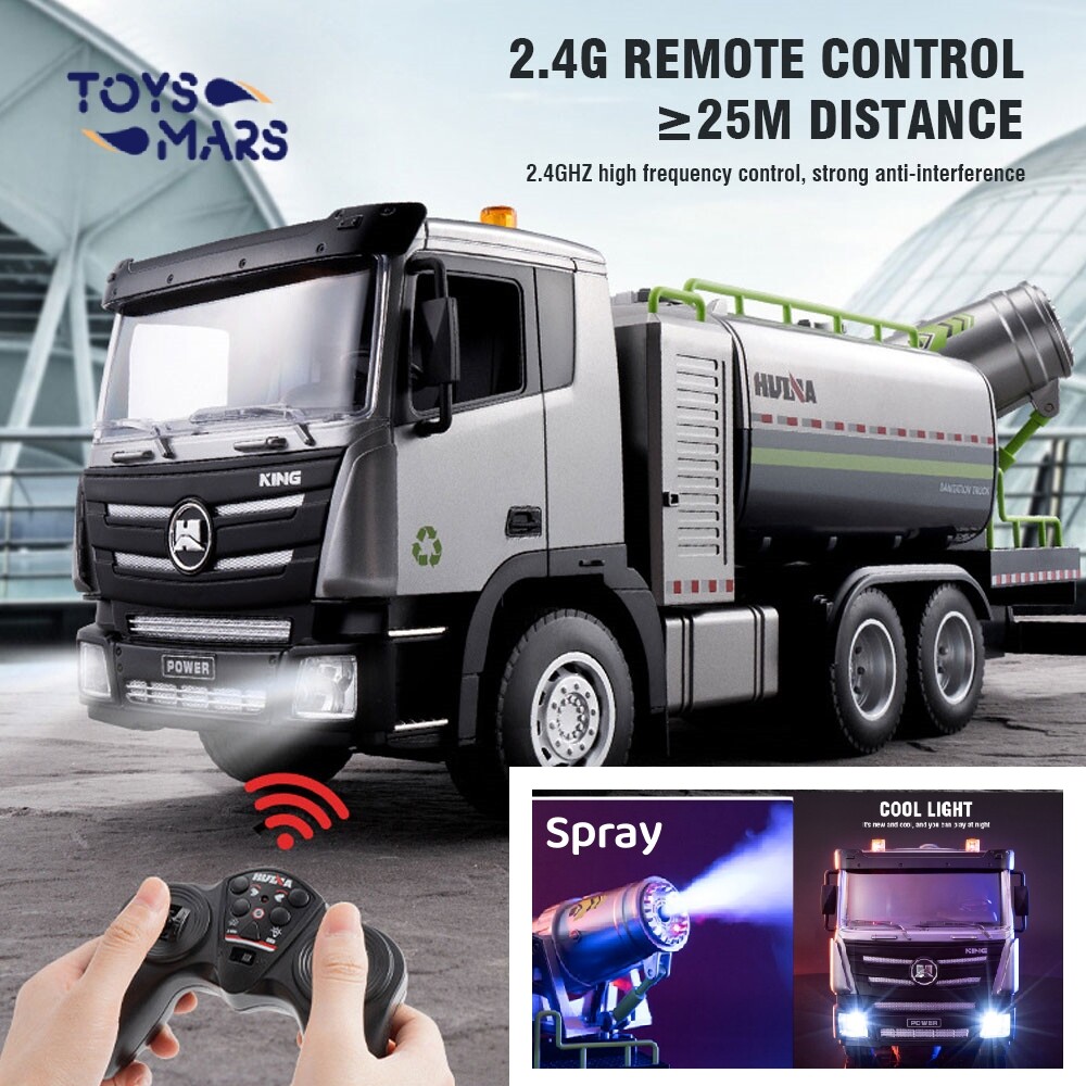 TOYSMARS 2.4G 9ch hợp kim Xe điều khiển từ xa Xe hơi điều khiển từ xa Bụi Đàn áp phun sater vệ sinh môi trường xe thành phố làm sạch phun nước Xe đồ chơi đồ chơi bé trai cho trẻ em
