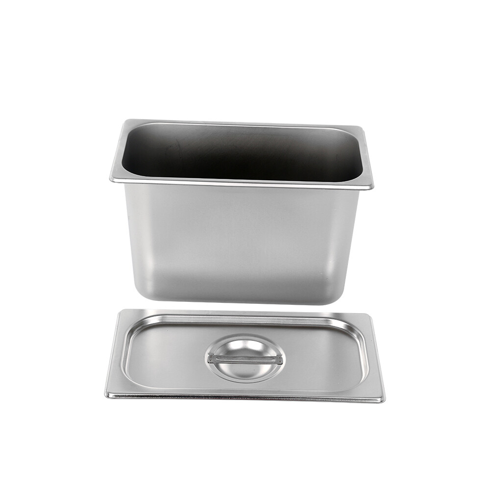 Gambar Square pots Gastronorm Pan Kitchen stainless steel 1 3 milk tea shop Food pan canteen Chafing Buffet dining hall Pan Containers,With Lid,0.6 mm Thickness American Style