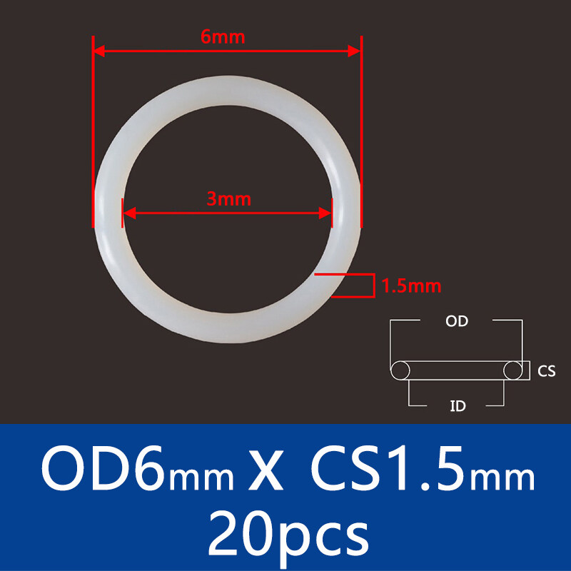 20pcs đường kính 6-30mm mm mm độ dày 1.5mm bền vmq cao su silicon niêm phong ORING seal mềm Gasket