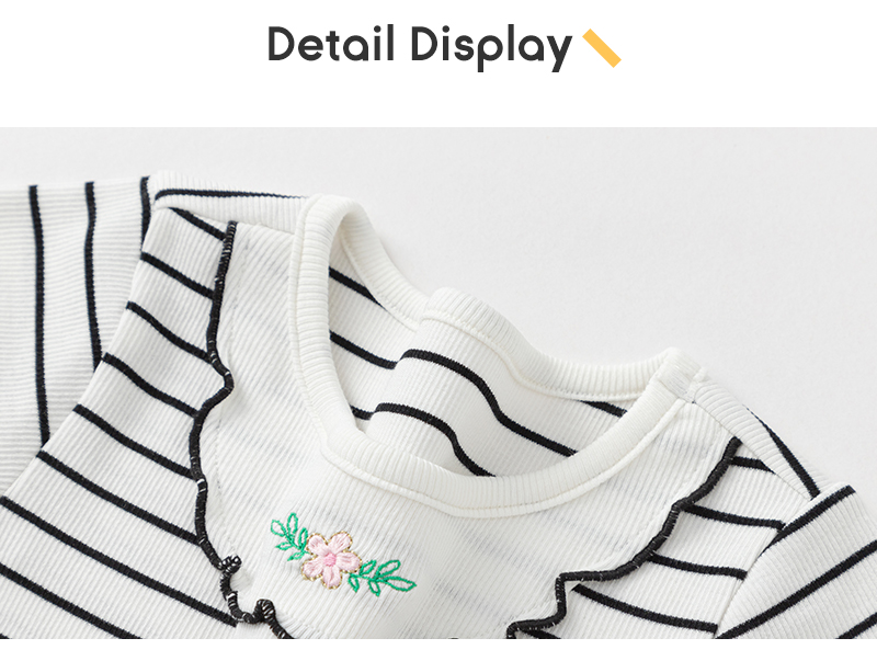 balabala Children Baby Short Sleeve Girl T-Shirt Children Top 2025 New Summer Shoulder-Fit Inner Wear Embroidered T-Shirt · v5