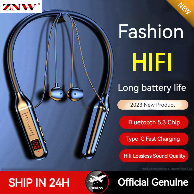 [ZNW Bluetooth Headset Neck Hanging Digital Display High-end Wireless Sports Running Headphone New 2023 Long Endurance Headphones HD Call Intelligent Noise Reduction Earphone Waterproof Sweat-proof Earphones,ZNW HD Call Bluetooth Headset Neck Hanging Digi ราคา 209 บาท*ส่งฟรี