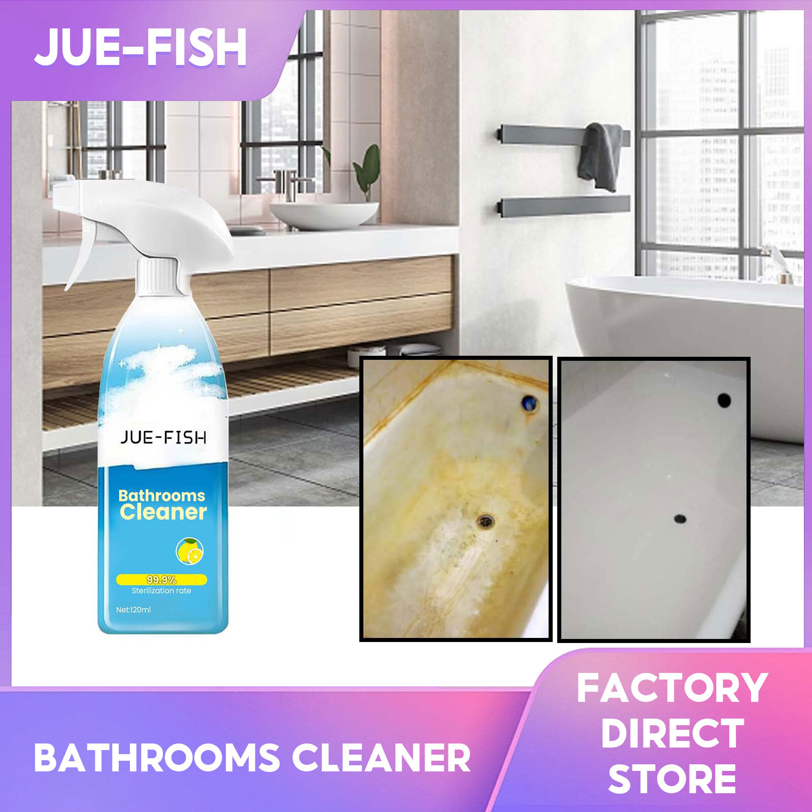 Jue-Fish กระเบื้องเซรามิกอุปกรณ์ทำความสะอาดห้องน้ำคราบสกปรกในห้องน้ำแปรงทำความสะอาดภาชนะน้ำยาล้างกระเบื้องที่มีประสิทธิภาพในการทำความสะอาดปากกามาร์คเกอร์สีขาวขจัดสิ่งสกปรกที่ติดแน่นคราบสกปรกที่เปื้อนปัสสาวะบนสเปรย์ทำความสะอาดกระเบื้องพื้นห้องน้ำเครื่องขอด ราคา 163 บาท*ส่งฟรี