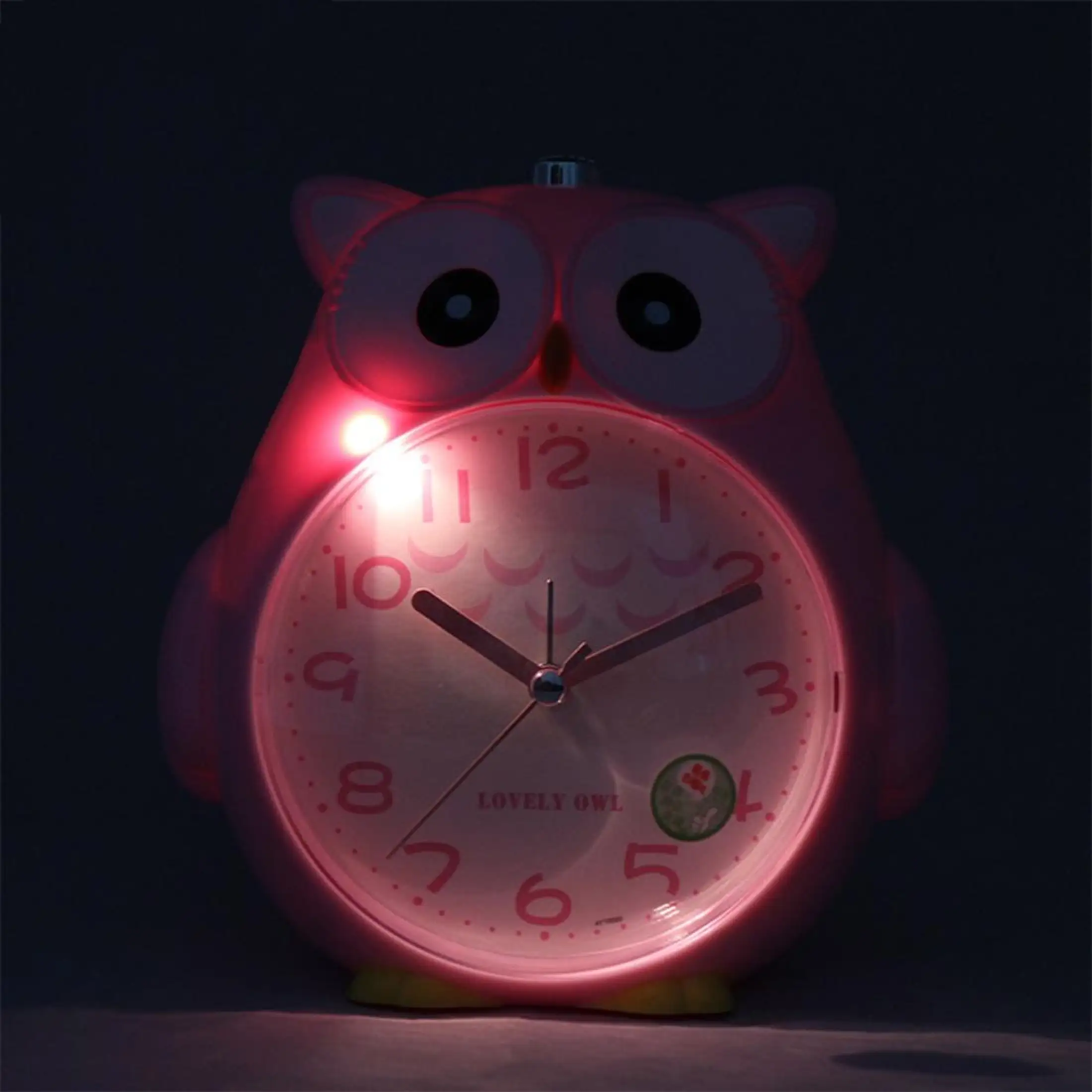 Baby Cute Owl Shaped Silent Night Light Boys,Girls spier Kids Alarm Clock Kids Room Snooze Function Silence Clock for Childrens Day 