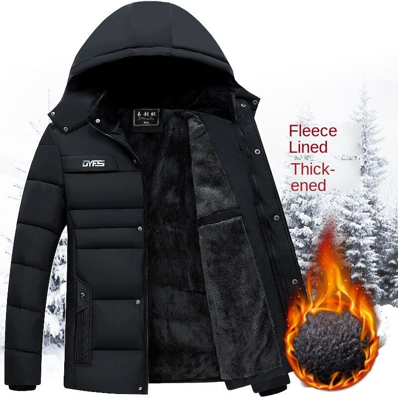 [24-hour delivery] thickened fleece-lined mens clothing middle-aged and elderly warm-keeping cotton clothing winter clothes casual cotton-padded jacket dads coat for the elderly men