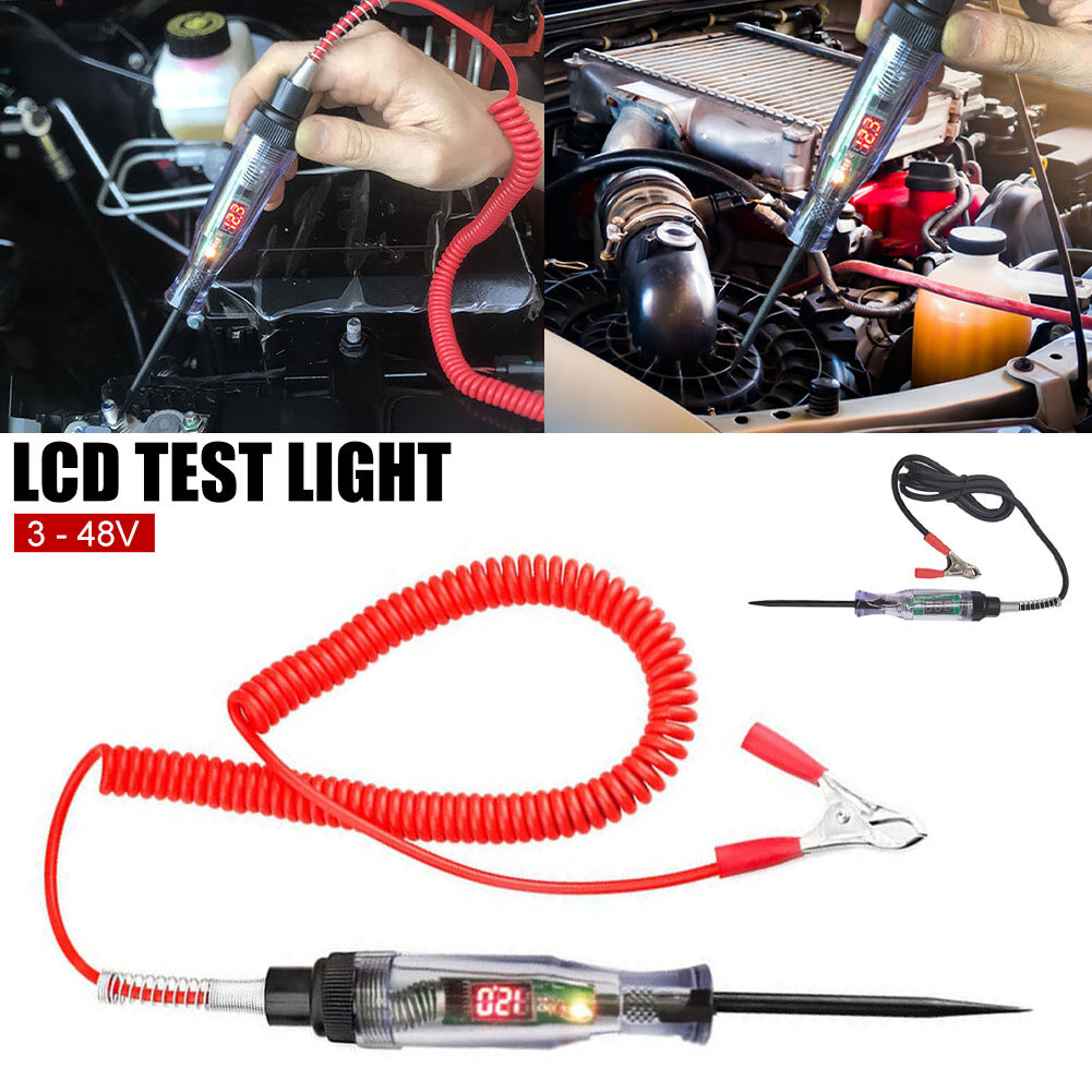 Bút kiểm tra mạch lcd 6-24v đèn kiểm tra có cuộn dây lò xo kéo dài bút kiểm tra đèn điện áp thấp cho xe tải xe hơi dụng cụ chẩn đoán