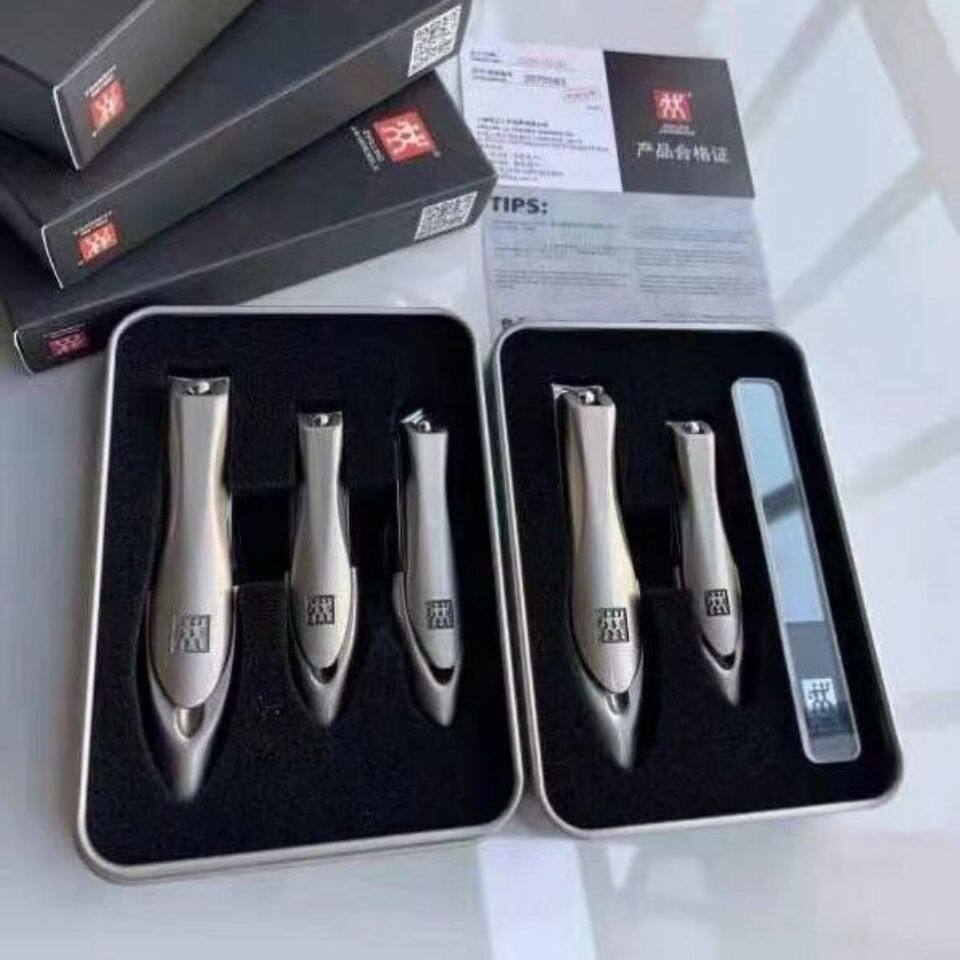 Gambar German Zwilling Nail Clippers Set, Toenail   Fingernail Clippers 3 in 1 Straight Blade Nail Cutter with Metal Gift Case??????