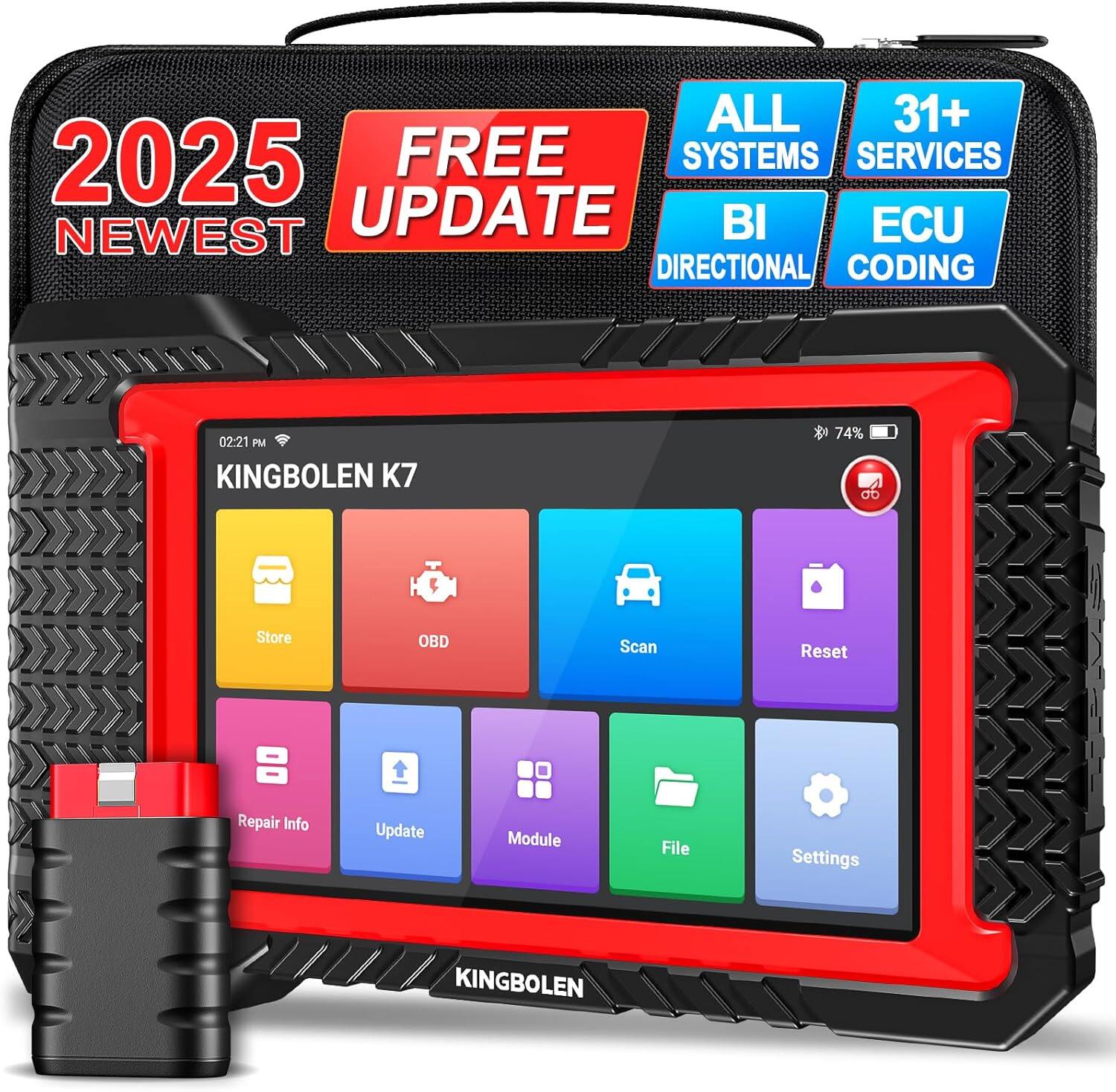 KINGBOLEN K7 OBD2 Scanner Bluetooth 2025 Bidirectional Scan Tool with Lifetime F.Ree Update(New Version), ECU Coding, 31+ Resets, Full System Car Diagnosis, FCA AutoAuth, Crankshaft Relearn ราคา 11,482 บาท*ส่งฟรี