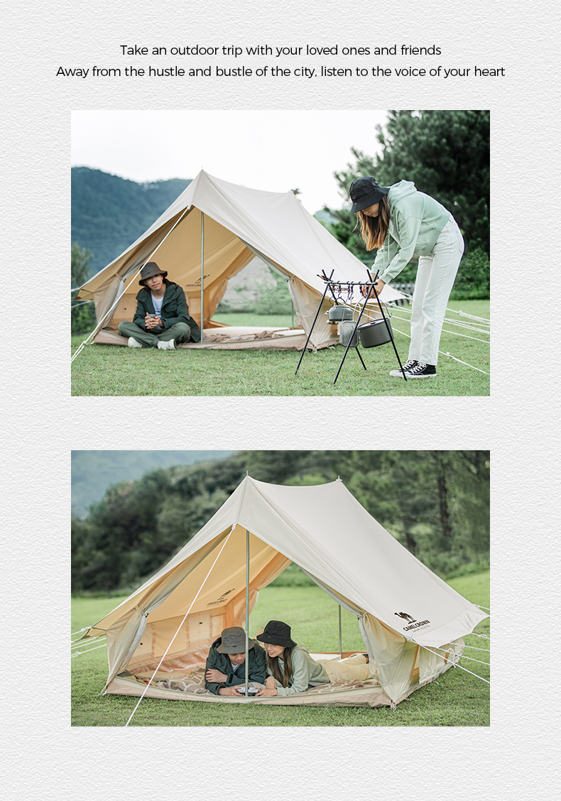 CAMELCROWN Extend 3-4 Person Large Area Outdoor Waterproof Sun Shelter Hiking Traveling Cotton Tent