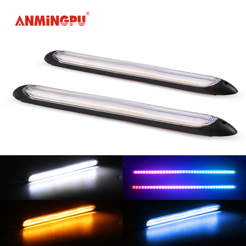 Anmingpu 1 Cặp Đèn Led chạy ban ngày phổ biến đèn báo rẽ màu vàng sáng trắng DRL Đèn LED chạy ban ngày cho đèn pha xe hơi 12V