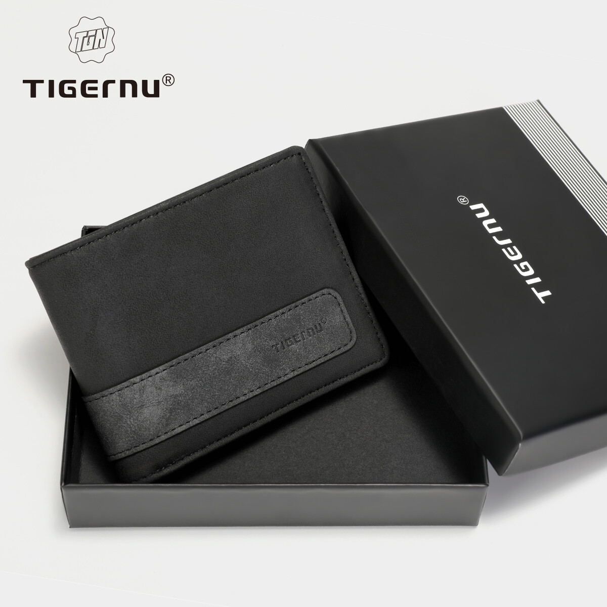 2022 tigernu 8010 ví ngắn thời trang cho nam ví da mỏng rfid cho nam ví tiền nam thường ngày ví đựng thẻ màu nâu đen công sở