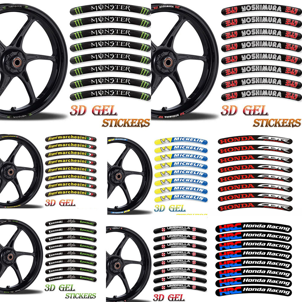  8 Cái bộ 3D Gel Nhãn Dán Vành Xe Máy 14 15 16 17 18 19 20 21 Inch Nhãn Dán Trang Trí Bánh Xe Cho YAMAHA HONDA SUZUKI KAWASKAI DUCATI BMW Benelli KTM Vespa  còn hàng  