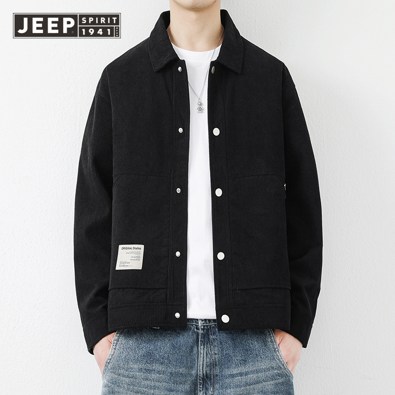 JEEP SPIRIT 1941 ESTD 2023 Autumn Jacket Men's in stock Spring Autumn Casual Corduroy Jacket Trend