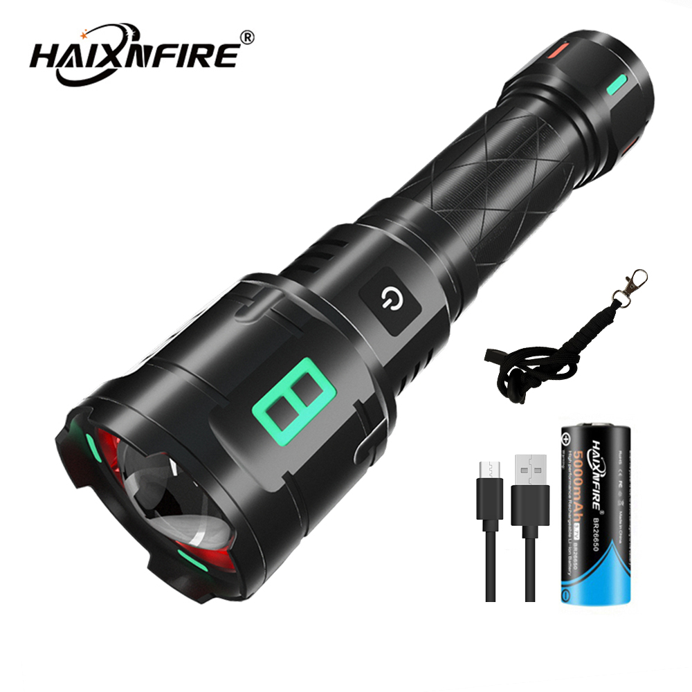 Haixnfire G37 đèn laser Đèn pin sạc USB 6000 lumens Cắm Trại Ngoài Trời ánh sáng đèn pha Kính thiên văn zoom tìm kiếm ánh sáng khoảng cách 1000 mét
