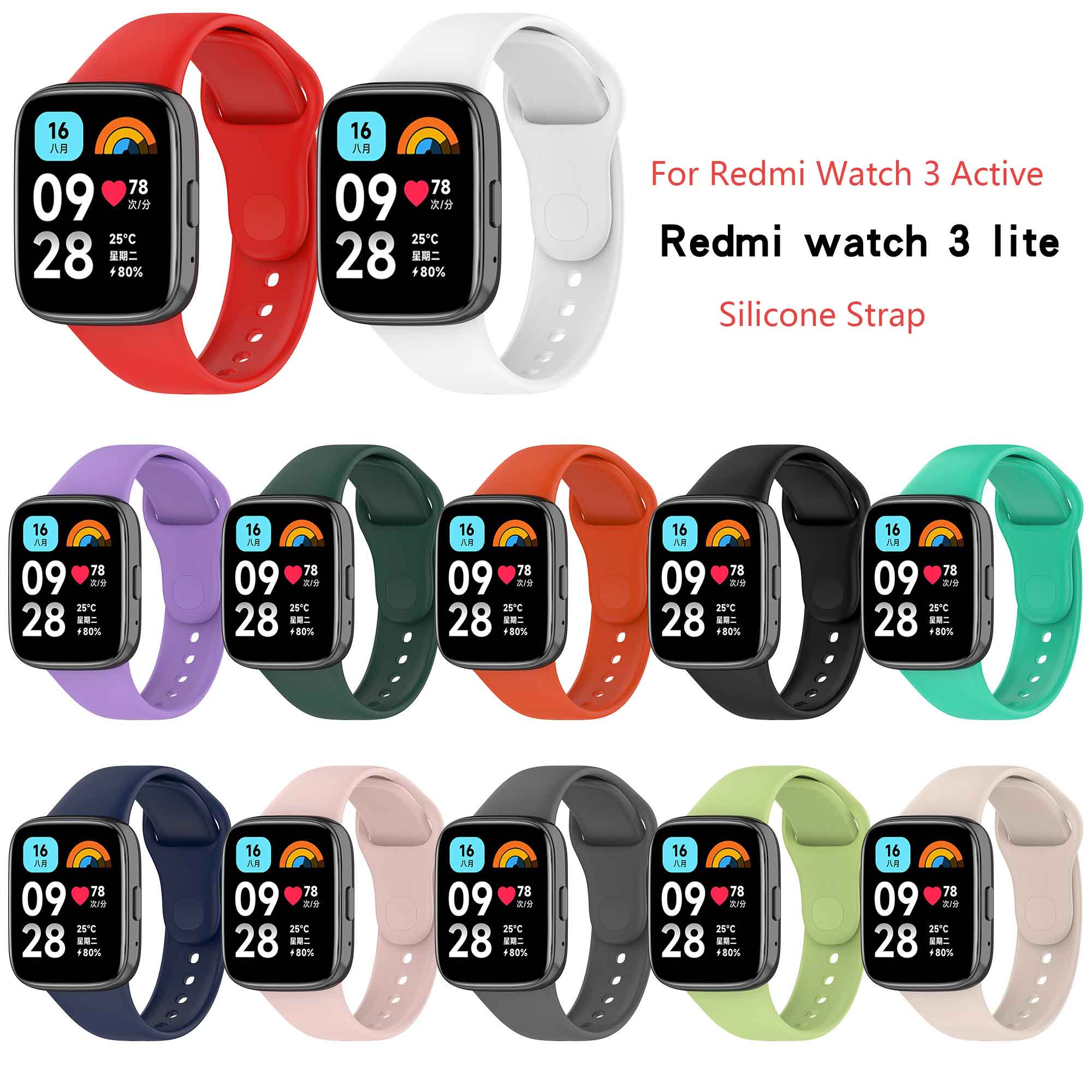 Dây đeo đồng hồ Silicon thể thao cho Xiaomi Redmi Xem 3 hoạt động/Redmi watch3 Lite Vòng đeo tay thông minh dây đeo thay thế dây đeo cổ tay phụ kiện