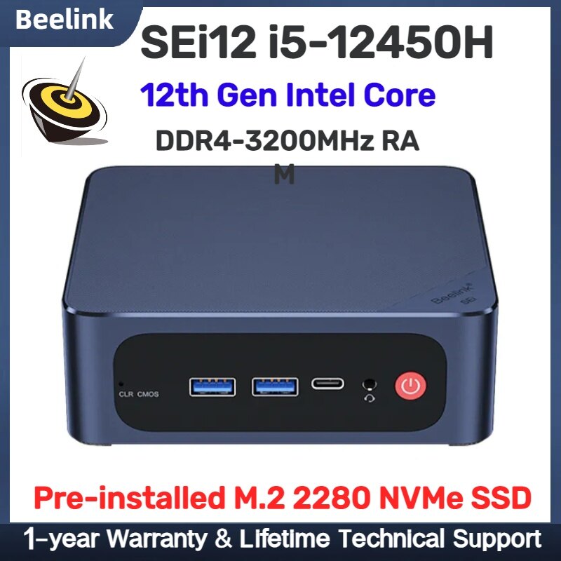 Beelink Mini PC SEi12 i5-12450H Intel 12 Gen Mini PC Max Turbo Frequency up to 4.4Ghz ราคา 12,110 บาท*ส่งฟรี