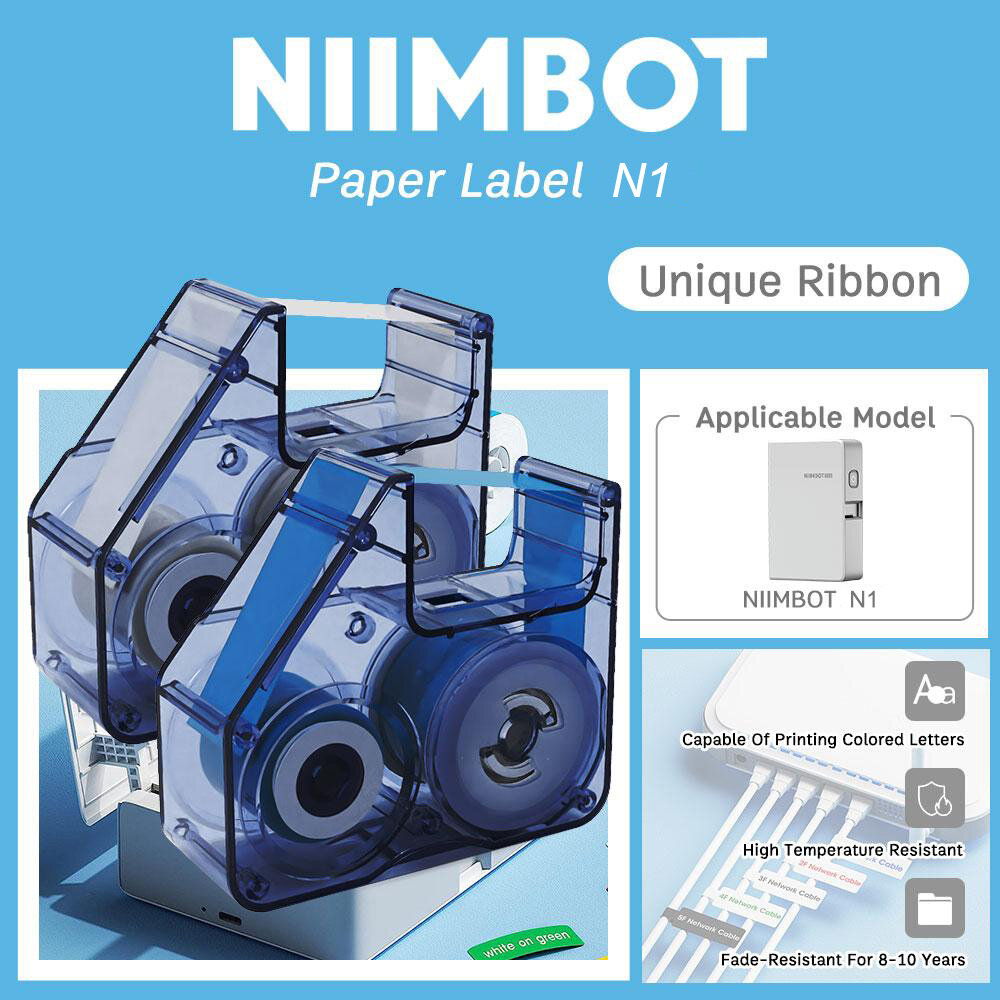 [N1 Ribbon] NIIMBOT N1 Replacement Ribbon Cassette for Thermal Transfer Printer and Will Not Fade - Jenama niimbot Harga 21 Ringgit*Penghantaran Percuma