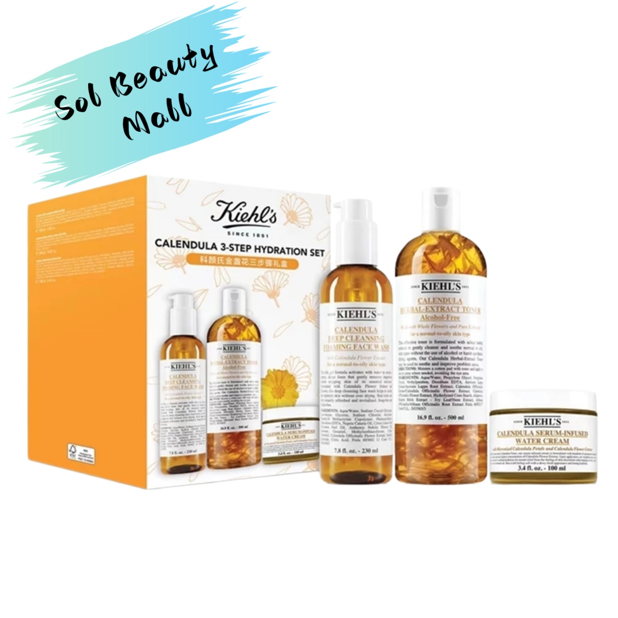 [⭐️ ⭐️ ⭐ Authentic Kiehls Calendula 3-Step Hydration Set（Face Wash 230ml + Toner 500ml + Face Cream 100ml）,⭐️ ⭐️ ⭐ Authentice Kiehls Calendula 3-Step Hydration Set（Face wash 230ml + Toner 500ml + Face Cream 100ml）,] ราคา 3,500 บาท*ส่งฟรี