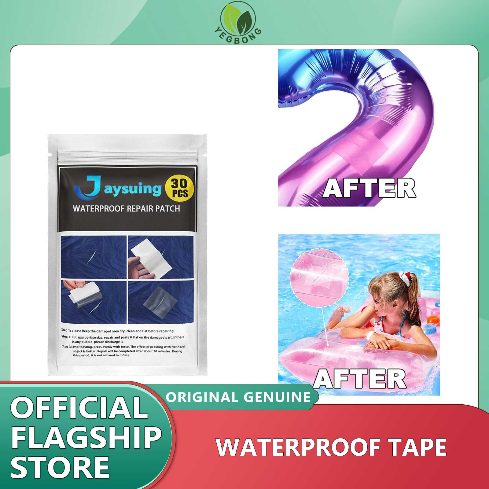 Yegbong 10/20/30pcs Leak Proof Glue Waterproof Coating Tent Umbrella Inflatable Swimming Pool Balloon Self-adhesive Repair Tape Waterproof Repair Tape Transparent Self Adhesive Repair Patches For Inflatable Swimming Pool Puncture Repair Patch Kit ราคา 137 บาท*ส่งฟรี
