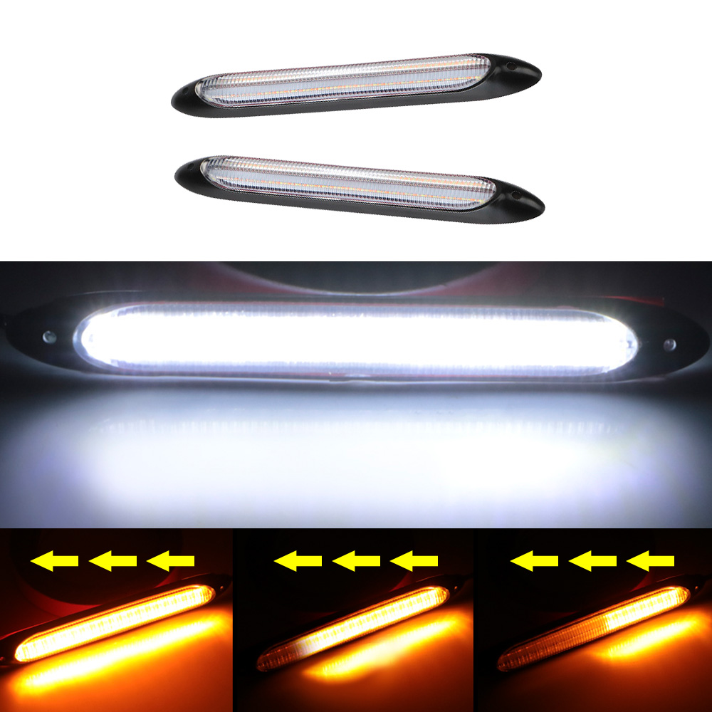 Dải Đèn LED Chạy Ban Ngày Cho Xe Hơi, Dải Đèn Pha Đèn Tín Hiệu Rẽ, Chống Thấm Nước, 2 Cái/bộ/Bộ Đèn Chạy Ban Ngày