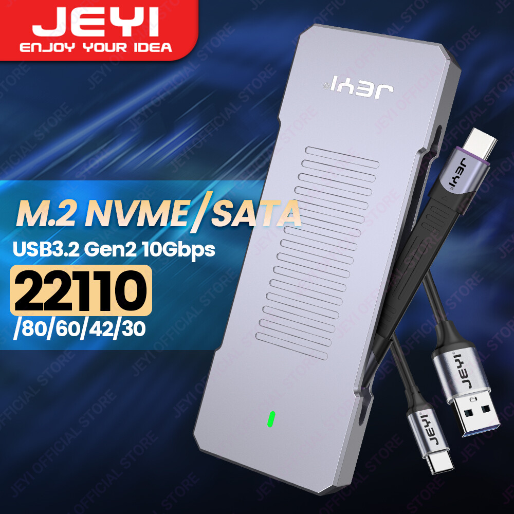 Jeyi 22110 m.2 nvme ngff bao vây, usb 3.2 gen2 type-c 10gbps vỏ đựng ổ ssd hỗ trợ m & b + m phím 2230/42/2260/2280 với cáp phẳng