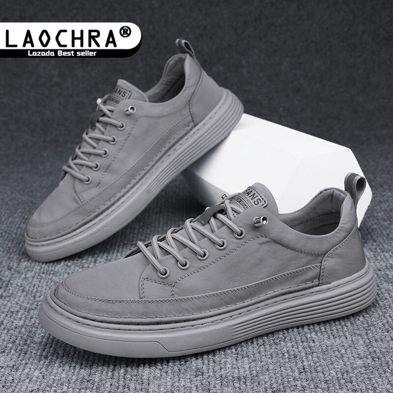 Laochra người đàn ông của Sneakers giày cao su cho nam giới bán giày thể thao thời trang Hàn Quốc wateproof Giày Nam Thường Ngày màu đen cho sinh viên Giày