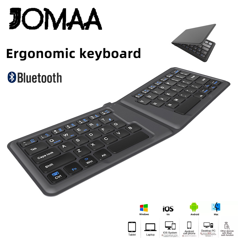  Ergonomic keyboard Foldable Bluetooth Keyboard Compatible Rechargeable Wireless Keyboard Ultra-thin Portable Gaming Keyboard For PC   Mac   Laptop   Business Office and Home helper 