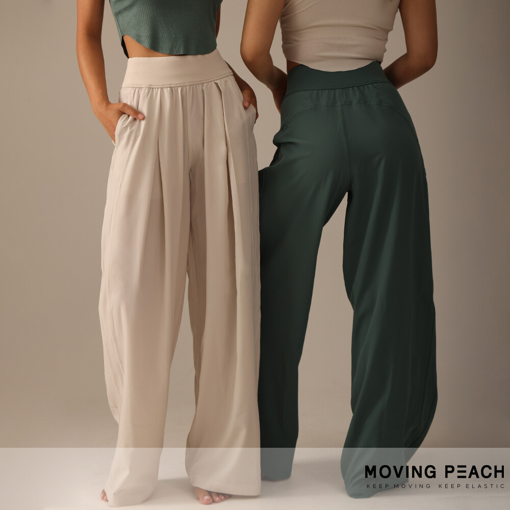 Moving Peach Wide Leg Pants For Women Anti-UV Lightweight Cool Feeling High Waist Loose Sports Pants with Pockets Quick drying Breathable everyday wear UV Protection ELB