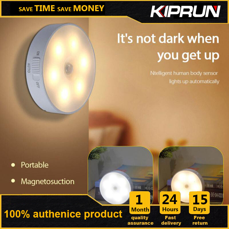 [Hàng Có Sẵn] Đèn Cảm Biến Chuyển Động KIPRUN, Đèn Ngủ Cảm Biến Chuyển Động PIR 6 Đèn LED Tự Động Bật/Tắt Cho Trang Trí Phòng Ngủ Phòng Ngủ Đèn Phát Hiện Đèn Trang Trí Tường Đèn Cầu Thang Tủ Quần Áo Phòng Lối Đi