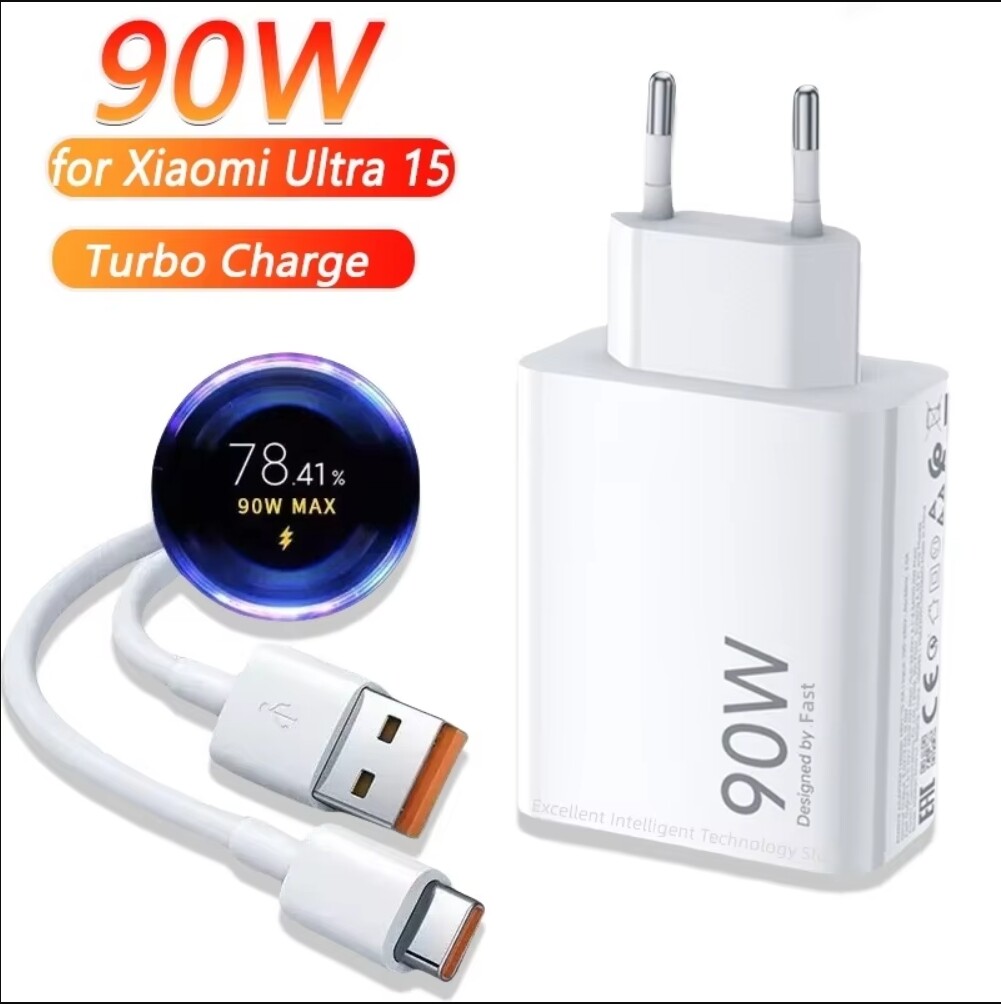  Bộ sạc dùng cho Xiaomi Turbo nhanh 90W 15 14 13 12 11 10 siêu Redmi Note 12t 13 Pro turbo Sạc nhanh Loại C Cáp sạc USB 