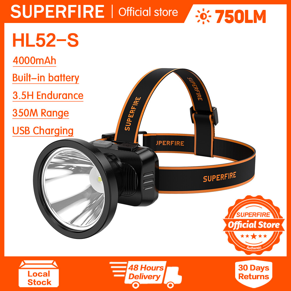 Đèn đội đầu đèn pha led superfire đèn pin hl52 đèn đội đầu 4 chế độ, không thấm nước, siêu sáng đèn pha sạc usb cắm trại câu cá tốt nhất đèn pin đội đầu đèn pin sạc điện