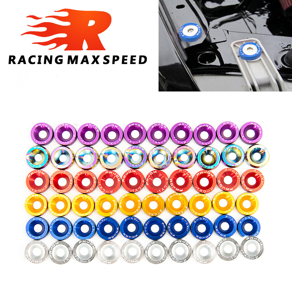 Phổ 10pcs M6 sửa đổi tạo kiểu xe ô tô JDM Sticker dán mật khẩu Fender máy giặt biển số xe bu lông phụ kiện ô tô