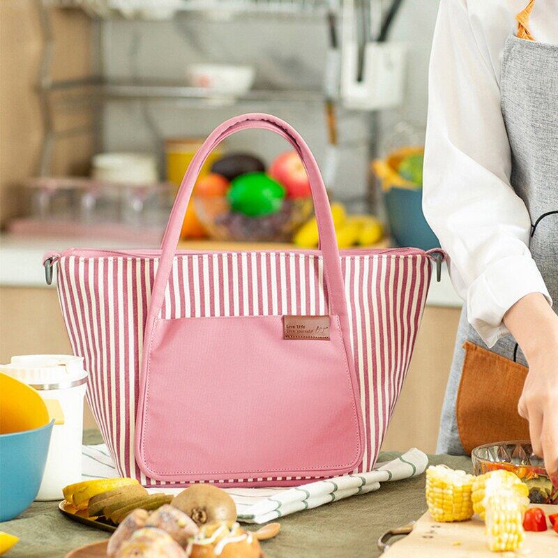 Gambar High Capacity Women s Thermal Lunch Box Bag Portable Waterproof Cooler Bentoinsulation Pouch Picnic Zipper Tote Accessories Case