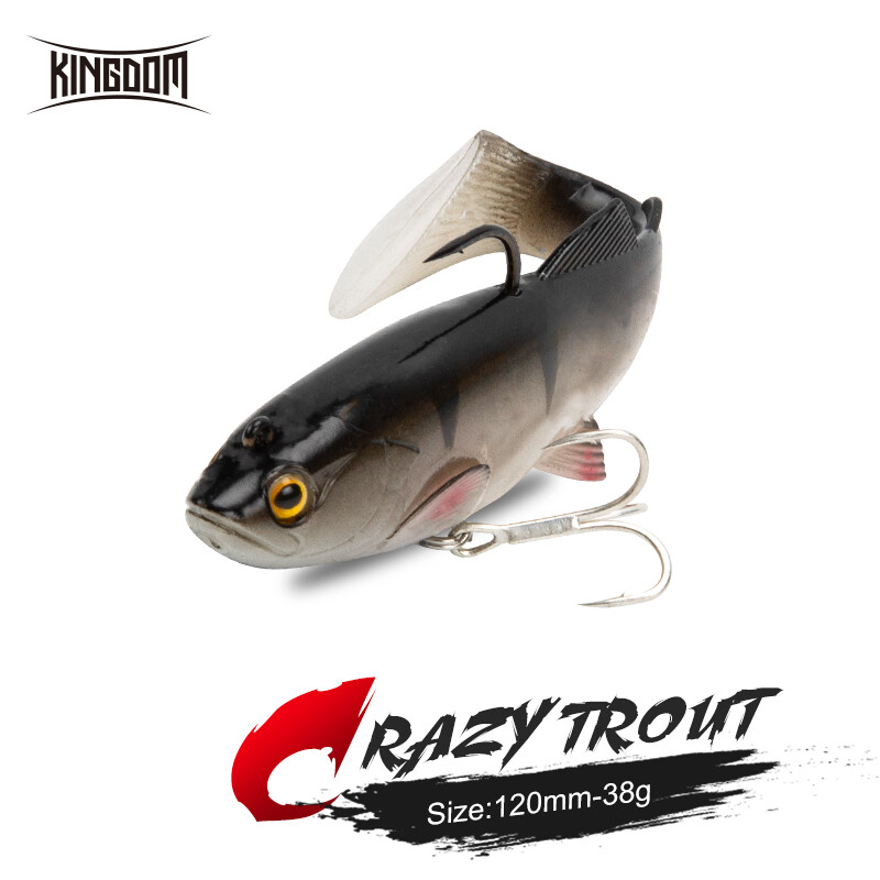 Kingdom Silicone Bait Chìm Trout Mềm Bả Wobblers 120 Mét 38 Gam Chìm Hành Động Vật Liệu PVC Cá Thu Hút Và Bait Nhân Tạo Bait Swimbait Pike Lure 6 Màu Sắc
