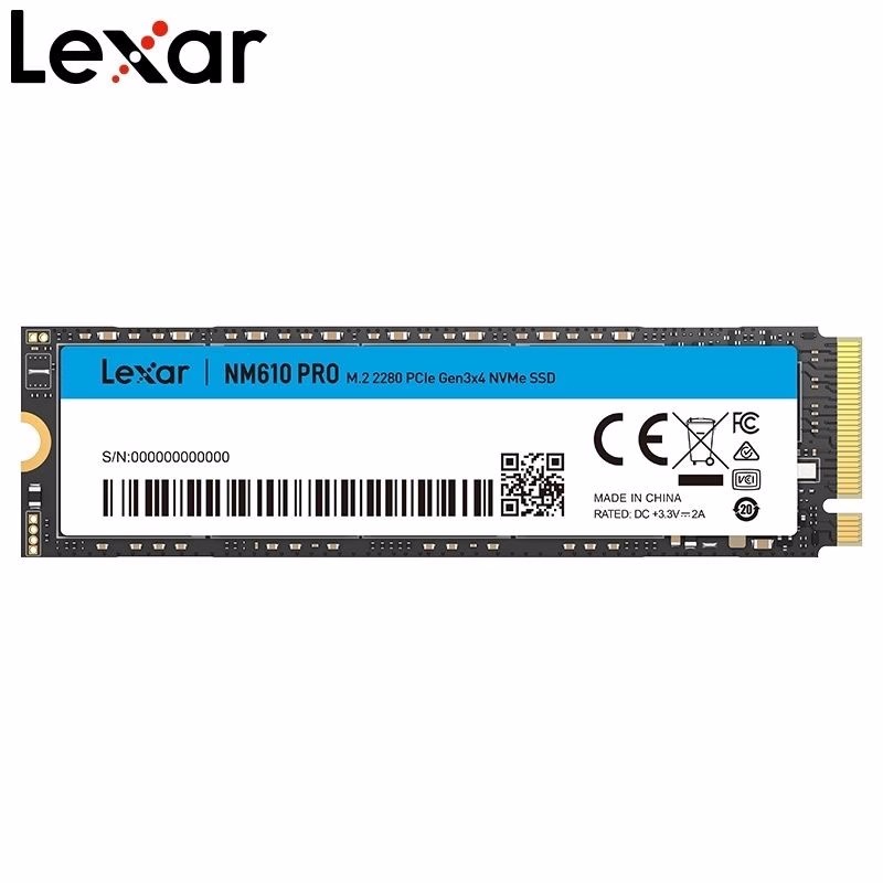 ฮาร์ดดิสก์ ฮาร์ดไดรฟ์สำหรับคอมพิวเตอร์และกล้องวงจรปิด ไดรฟ์โซลิดสเตต Lexar Lexar NM610 PRO NVMe พร้อมฮาร์ดไดรฟ์ในตัว ไดรฟ์เก็บข้อมูลแล็ปท็อป ไดรฟ์ความเร็วสูงความจุสูง