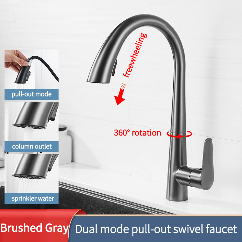 XinKunLong K8053C Handy 304 2 gray mode stainless steel faucet for kitchen ราคา 2,039 บาท*ส่งฟรี