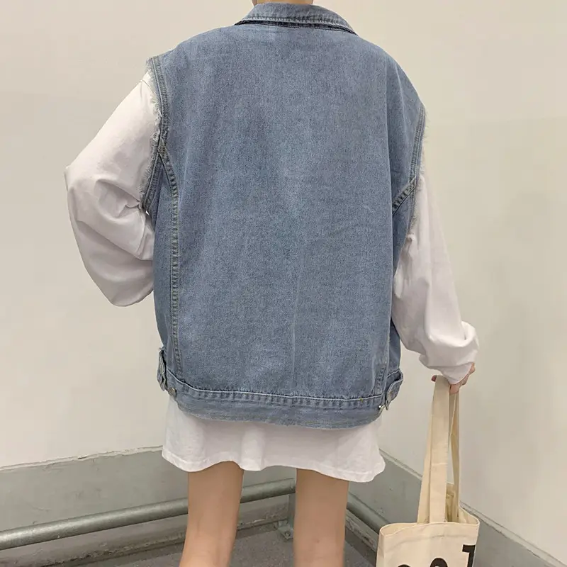 plus size long denim vest