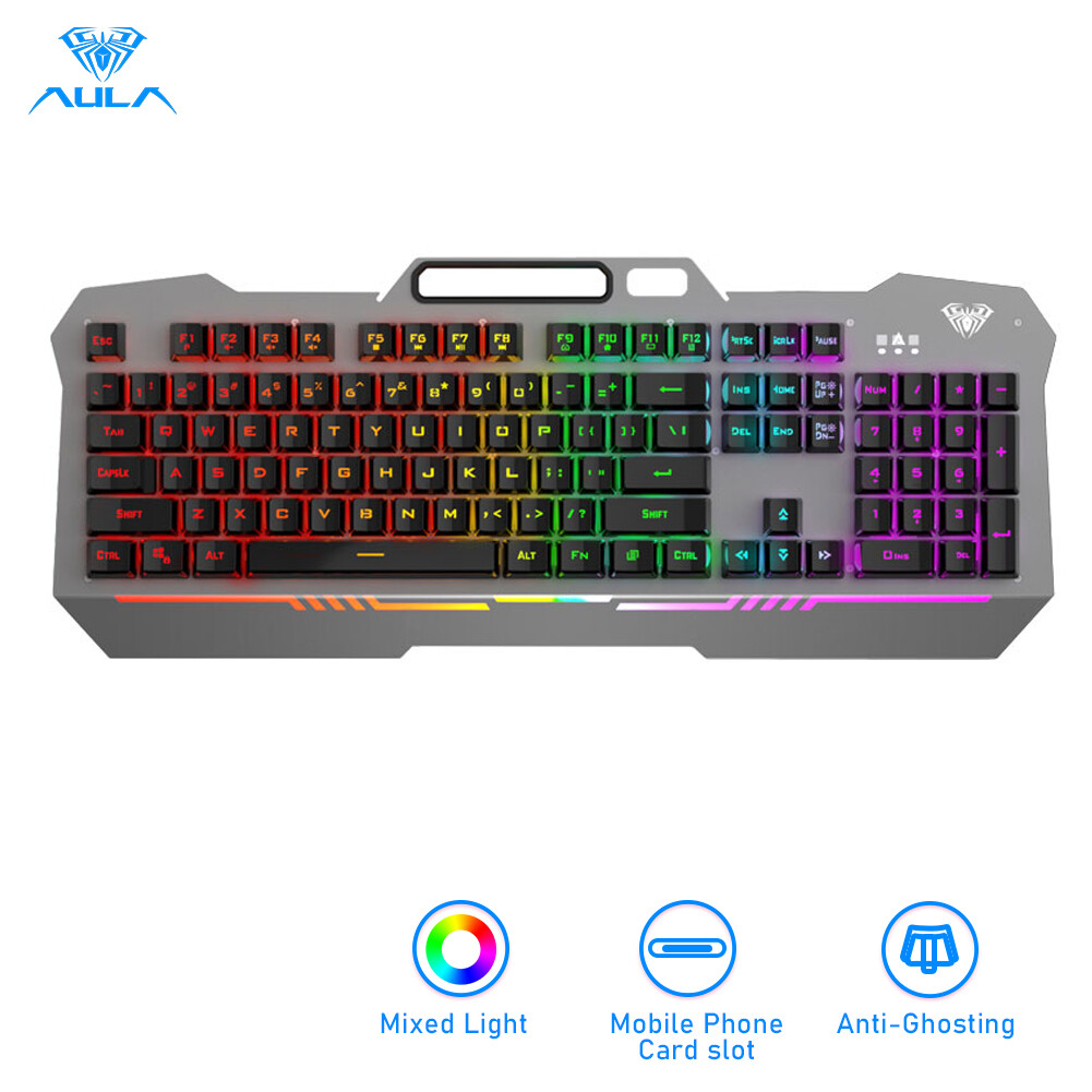 Aula f3010 chơi game Bàn phím có dây vị trí điện thoại di động và 26-Key chống bóng mờ 3 chế độ điều chỉnh đèn hỗn hợp cho Máy tính để bàn và máy tính xách tay