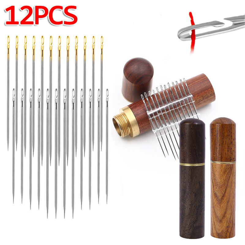 12 cái kim-side lỗ hộ gia đình Thép không gỉ kim khâu tự threading needles cho Diy may
